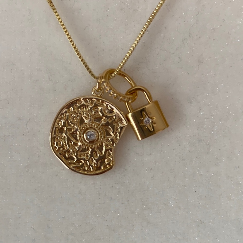 Coin & Lock Necklace